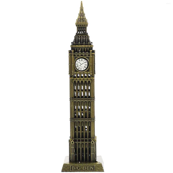 Relojes de pared Big Ben modelo edificio Londres arquitectura Metal estatua hogar estatuilla escultura decorativa torre ornamento escritorio aleación Decoración