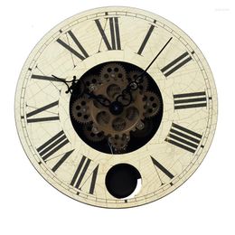 Horloges murales Big Gear Clock Bois Rétro Shabby Chic Luxe Grand Pendule Mécanique Montres Silencieuses Décor À La Maison Idées Cadeaux