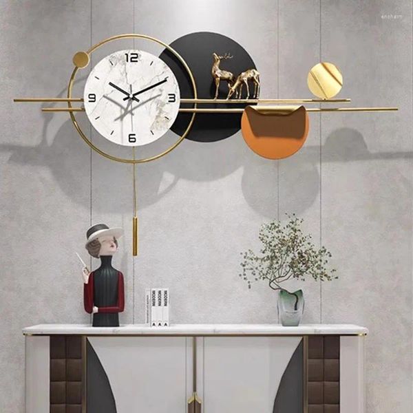 Relojes de Pared de gran tamaño, Mural artístico para sala de estar, Reloj silencioso estético, Reloj nórdico Simple creativo, decoración del hogar