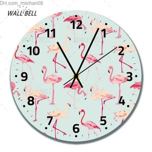 Horloges murales Oiseau hibou Flamingo horloge murale sans tique montre murale perroquet oiseau animal de compagnie exotique mur art champ jardin décoration de la maison WB027 Z230710