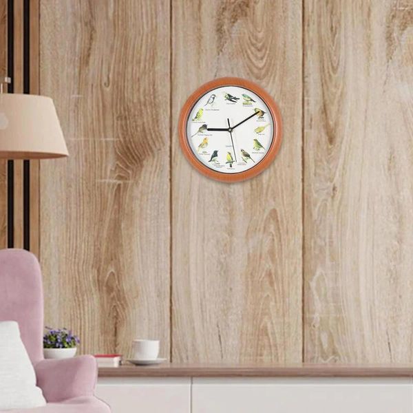 Relojes de pared pájaros que cantan decoración del reloj colgante para paredes de oficina en estante