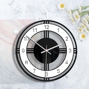 Horloges murales en noir et blanc circulaire horloge créative salon chambre