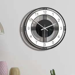 Horloges murales Horloge noire et blanche pour décor suspendu créatif muet rond acrylique en bois