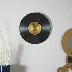 Horloges murales Nottes de musique en verre noir horloge de style record