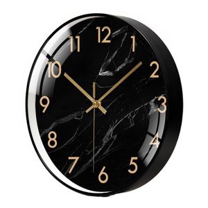 Horloges murales noir grande horloge murale montres silencieuses nordique moderne horloges mur décor à la maison créatif or cuisine montre marbre motif cadeau 230310