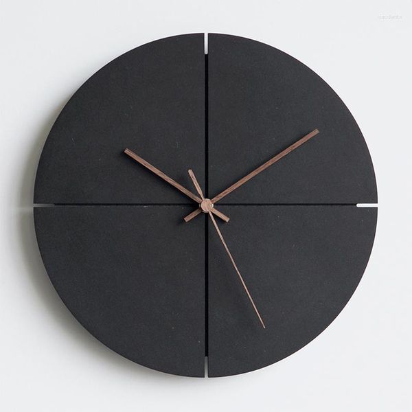 Horloges murales Chiffres noirs Horloge Bois Vintage Cuisine silencieuse Design moderne Salon Décor Horloge Murale Maison