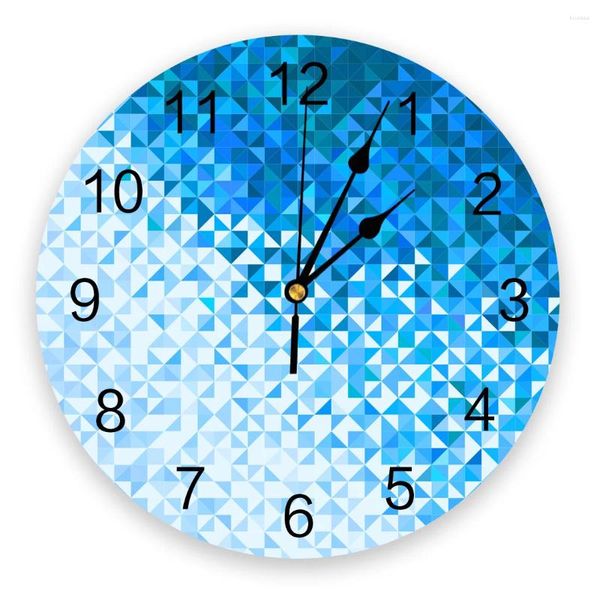 Horloges murales Blue Disco Mosaïque Texture Horloge moderne pour la décoration de bureau à domicile Salon Salle de bains Décor Aiguille Montre suspendue