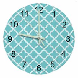 Horloges murales bleu maroc pointeur lumineux horloge maison intérieur ornements rond silencieux pour salon chambre bureau décor