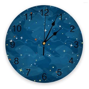 Wandklokken Blue Ocean Sky Stars PVC geen tikkende klok decor keuken digitaal modern design slaapkamer ronde horloge