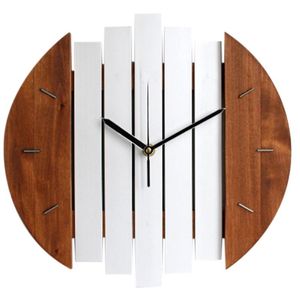 Wandklokken Botique-Wooden Clock Modern Design Vintage Rustic Shabby Quiet Art Watch Home Decoratie