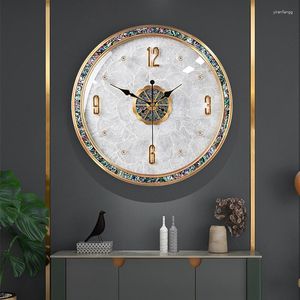 Horloges murales Horloge en laiton Coquille d'ormeau Cadran d'index Moderne Luxe Maison Salon Coin Cuivre Silencieux Décorations de design d'intérieur