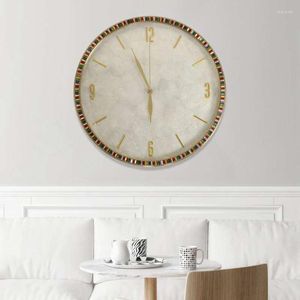 Horloges murales en laiton montage silencieux horloge à Quartz sans tic-tac à piles décoratif rond pour la décoration de la maison