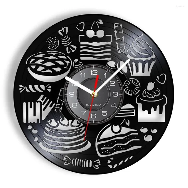 Horloges murales Pain Bonbons Cupcake Art Horloge Boulangerie Signe Décor Pâtisserie Record Confiserie Cuisine Décorative Montre