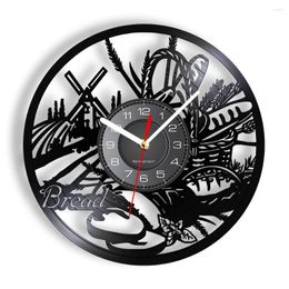 Horloges murales Pain Blé Art Horloge Boulangerie Signe Décor Pâtisserie Record Cuisine Décoratif Design Moderne