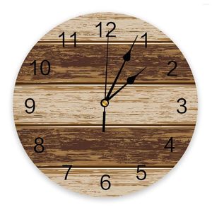 Relojes de pared marrón Retro grano de madera rústico dormitorio reloj grande cocina moderna comedor redondo sala de estar reloj decoración del hogar