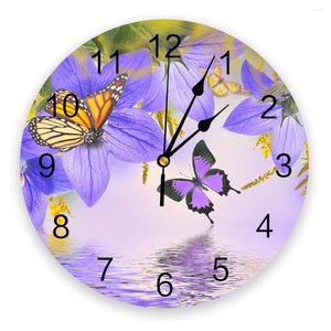 Horloges murales papillon fleur horloge décor à la maison chambre silencieuse Oclock montre numérique pour les chambres d'enfants