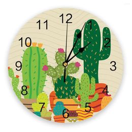 Horloges murales cactus plante succulente horloge tropicale mode salon de la mode
