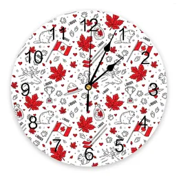 Horloges murales drapeau canadien castor grande chambre d'enfants montre silencieuse bureau décor à la maison 10 pouces cadeau suspendu