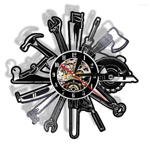 Wandklokken Car Garage Tools Record klok Mechaniek service horloge reparatie gereedschap reparatieman cadeau man grotkamer decor