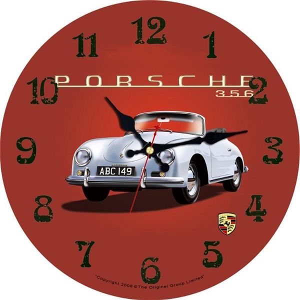 Horloges murales voitures 12 pouces horloge ronde moteur sport thème rouge voiture garage rétro vintage maison non tic-tac silencieux Dec293W
