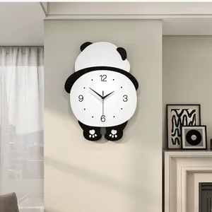 Wandklokken Cartoon Klok Panda Grote Home Decor Modern Design Woonkamer Decoratie Horloges Korte Stille Reloj De Pared