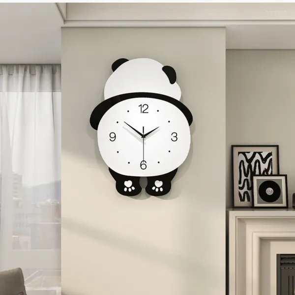 Relojes De Pared Reloj De dibujos animados Panda gran decoración del hogar diseño moderno decoración De la sala relojes breve Reloj silencioso De Pared