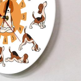 Wandklokken Cartoonhond doen yogapositie 30 cm voor kantoorvergaderingsruimte stil gemakkelijk te lezen decoratiebatterij poweredwallwall