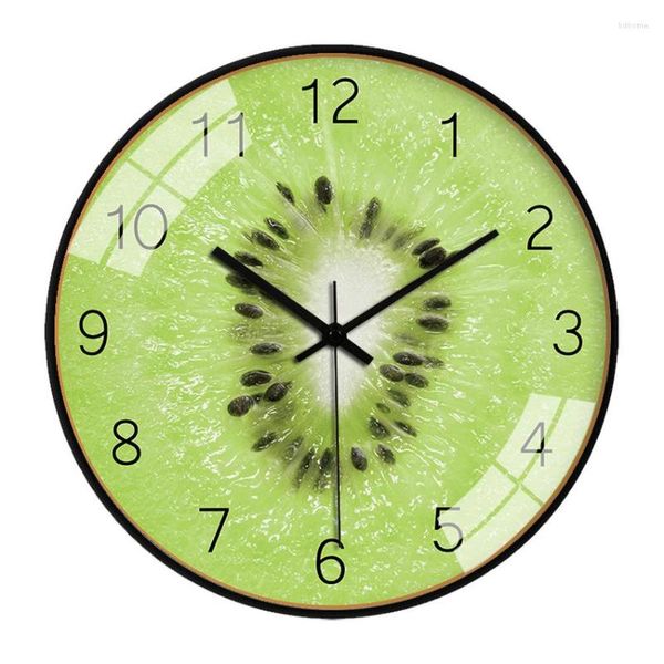 Horloges murales Dessin animé Fruit Horloge Design moderne Cuisine Minimaliste Pastèque Orange Kiwi Muet Salon Décor À La Maison Restaurant