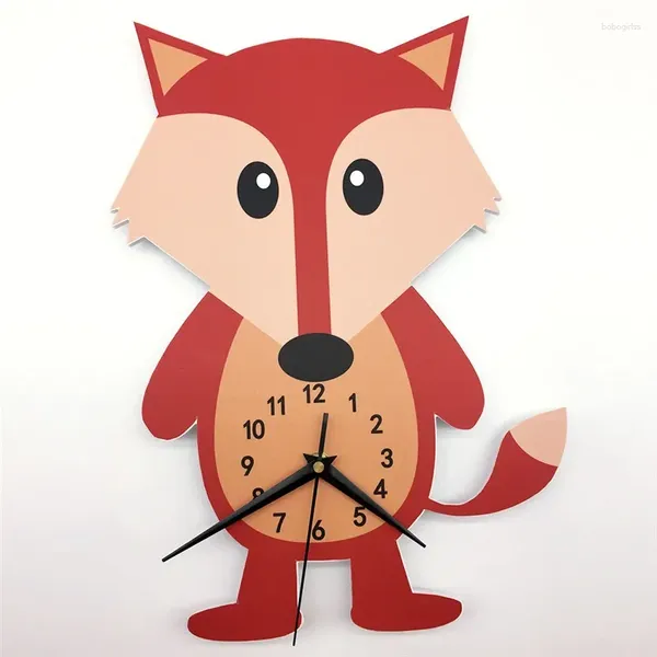 Horloges murales dessin animé décoration d'horloge moderne pour la maison pour enfants chambre crèche art stéréo montres mute