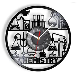 Wandklokken Chemisch Experiment Lasergesneden Longplay Klok Chemie Kunstwerk Decor Voor Lab Science Studenten Uurwerken Horloge