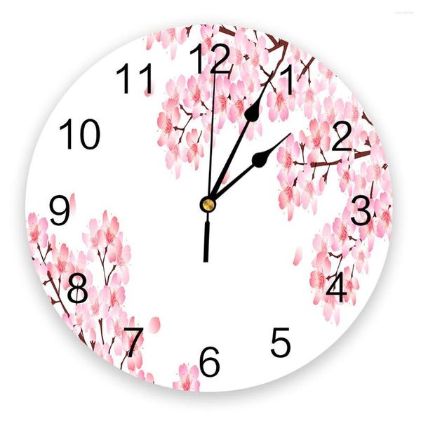 Corloges murales Blosry Blossom Corloge de printemps salon Home Decor Large Round Mute Quartz Table Table Chambre Decoration Watch