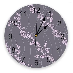 Horloges murales fleurs de cerise fleur horloge florale moderne design de la ferme décor de la ferme vintage pvc rond de salon décoration