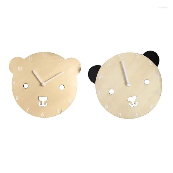 Horloges murales Chambre d'enfant Ours Horloge en bois Nordic Mignon Home Living Montre Décor