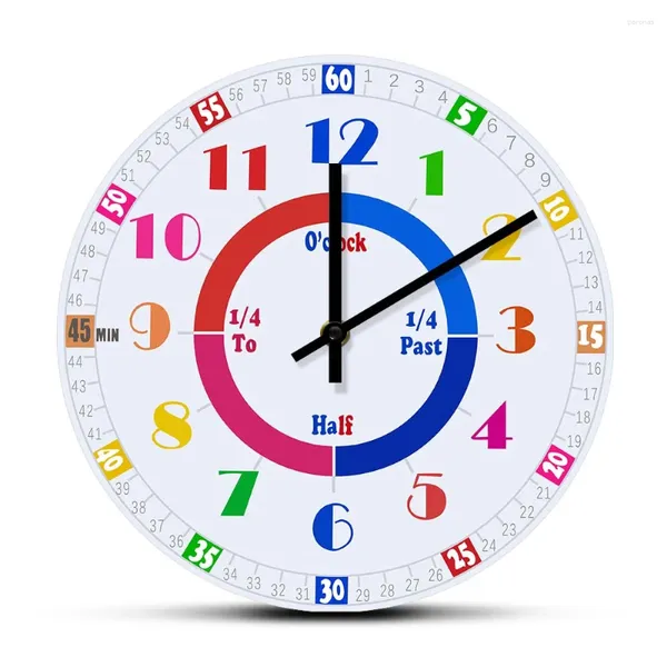 Horloges murales Enfants Temps Dire Coloré Numéro Imprimer Horloge Pour Homeschool Kindergarden Développement Mathématique De Base Montre Éducative
