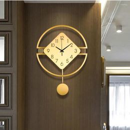 Horloges murales horloge chinoise artiste en cuivre pur avec pendule créatif de mode salon Style atmosphérique