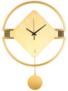 Horloges murales chinois salon horloge silencieux suspendu atmosphère pendule cuivre Orologio Cucina montres décor à la maison
