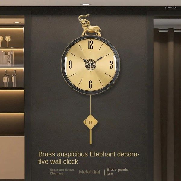Horloges murales Style chinois Horloge en laiton Haut de gamme Décoratif Quartz Salon Mode