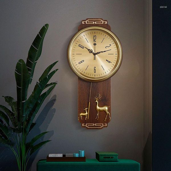 Relojes de pared Reloj de estilo chino Hogar Moda simple Ambiente nórdico creativo Luz colgante de lujo