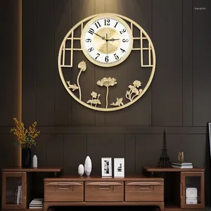 Wandklokken Chinese stijl licht luxe woonkamer koperen klok moderne decoratie achtergrond mute horloge