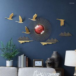Wanduhren Chinesische Schmiedeeisen 3D Vögel Hause Wohnzimmer Sofa Hintergrund Wandbild Handwerk Lobby Aufkleber Dekoration