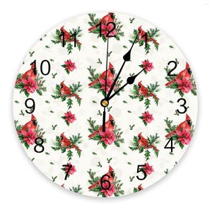 Horloges murales Cardinals de Noël poinsettia horloge moderne design de salon décoration cuisine muette montre la maison décoration intérieure