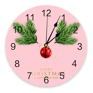 Horloges murales de Noël à aiguille en pin lanterne Elk Clock de chambre rose grande cuisine moderne montres rondes salon décoration intérieure