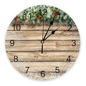 Relojes de pared Navidad pino copo de nieve reloj redondo diseño moderno cocina colgante reloj decoración del hogar silencioso