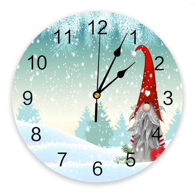 Zegary ścienne świąteczne płatek śniegu urocze krasnoludne dekoracyjne okrągłe zegar arabski