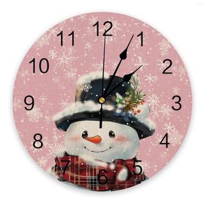 Horloges murales de Noël flocon de neige bonhomme de neige horloge salle à manger restaurant café décor rond silencieux décoration de la maison