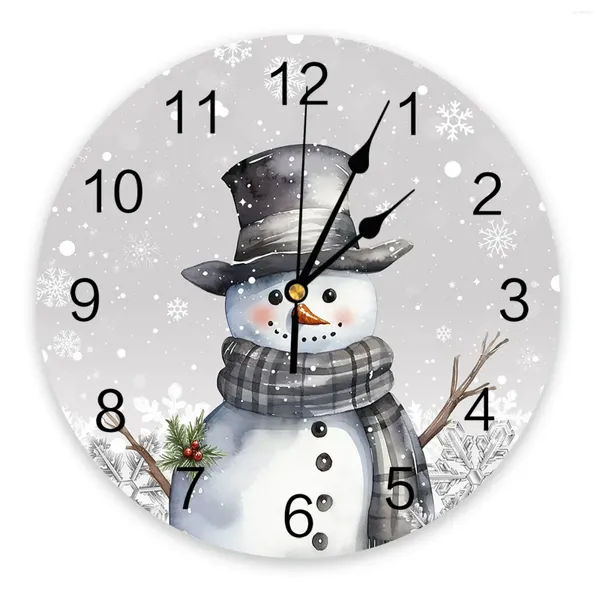 Clocks muraux Christmas Snowflake Snowman Round Horloge Modern Design Kitchen suspendu Home Decor Silent