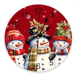 Horloges murales Christmas Snow Flake Red Red Silent Living Room Decoration Round Clock Home Bedroom Kitchen Decor