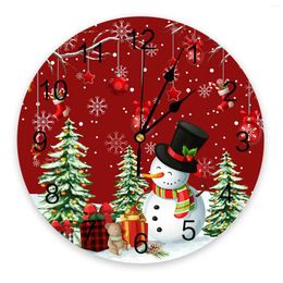 Horloges murales Christmas Snow Flake Red Round Horloge Moderne Design Kitchen suspendu Home Decor Silent