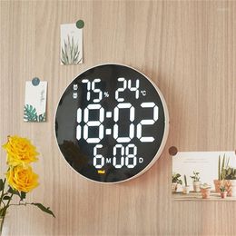 Wandklokken Chuhan 10 inch LED Digitale klok 3d grote afstandsbediening Mute Temperatuur en vochtigheid Elektronisch alarm Modern