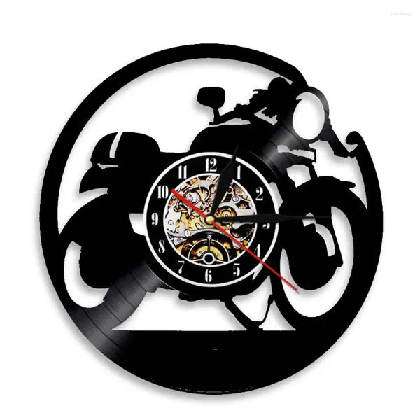 Horloges murales Classic Cafe Racer Retro Record Clock pour la maison Café Bar Club Moto Shadow Silent Quartz